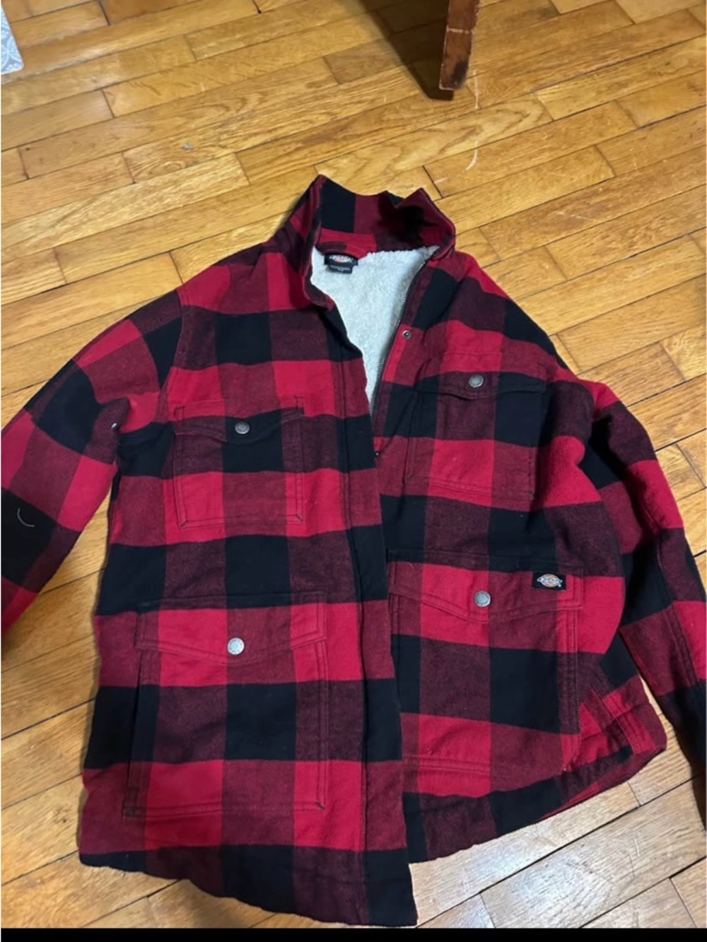 Dickies Red and Black Plaid Sherpa Jacket